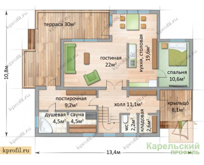 Комплект двухэтажного дома "Ладога" 192 м2