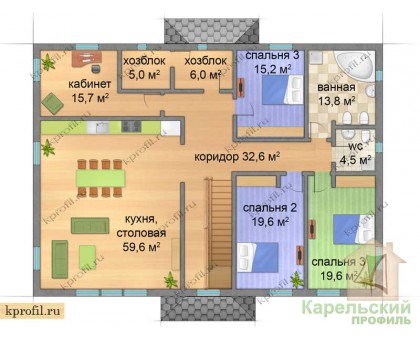 Комплект двухэтажного дома-гостиницы "Карху" 379 м2