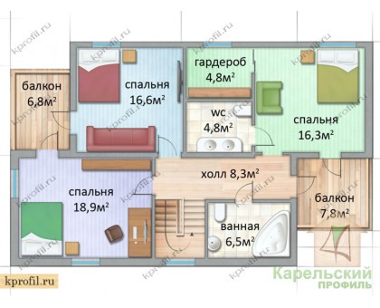 Комплект двухэтажного дома "Ладога" 192 м2