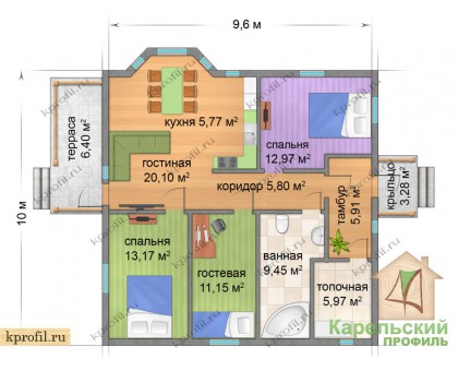 Комплект одноэтажного дома "Лайтила" 93,5 м4