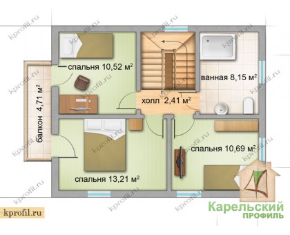 Комплект двухэтажного дома "Калевала" 112 м2