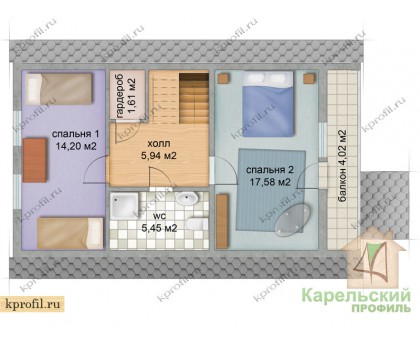 Комплект мансардного дома "Леппикоски" 119 м2