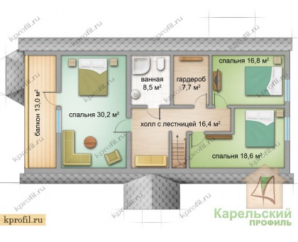 Комплект мансардного дома "Косалма" 234 м2