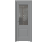 Дверь межкомнатная Profil Doors 2U стекло графит прозр. фьюзинг/графит
